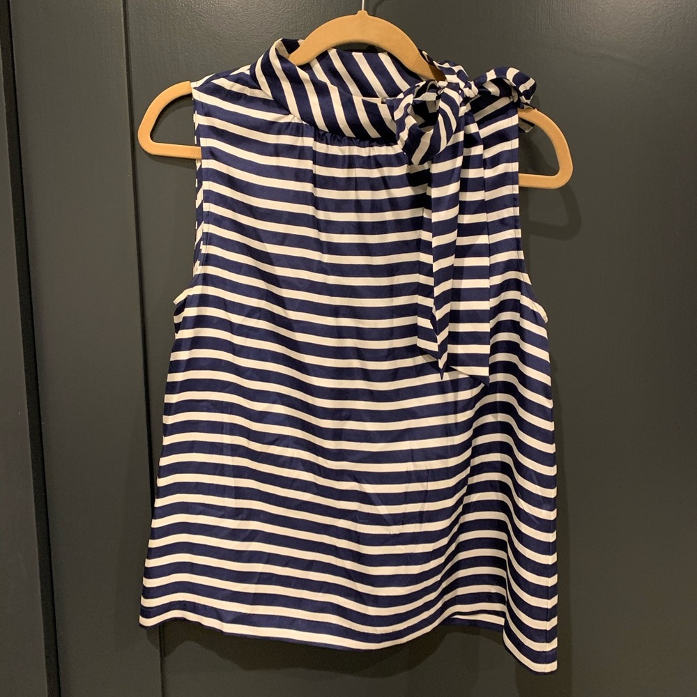 Silk Blue & White Top
